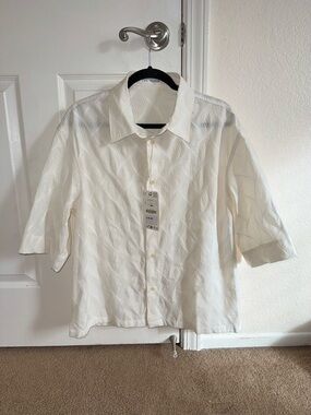Zara Men’s Wavy Embroidered Shirt NWT